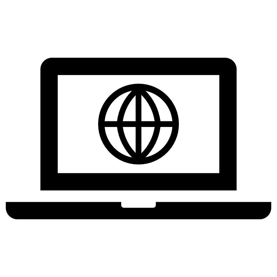 Symbol Computer mit Weltkugel