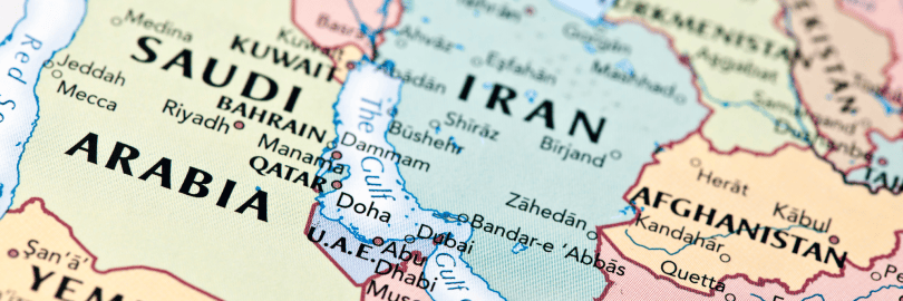 Landkarte mit Fokus auf die Straße von Hormus