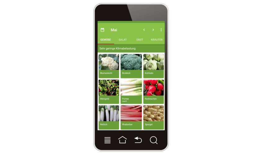 Die GrünZeit-App auf einem Smartphonebildschirm