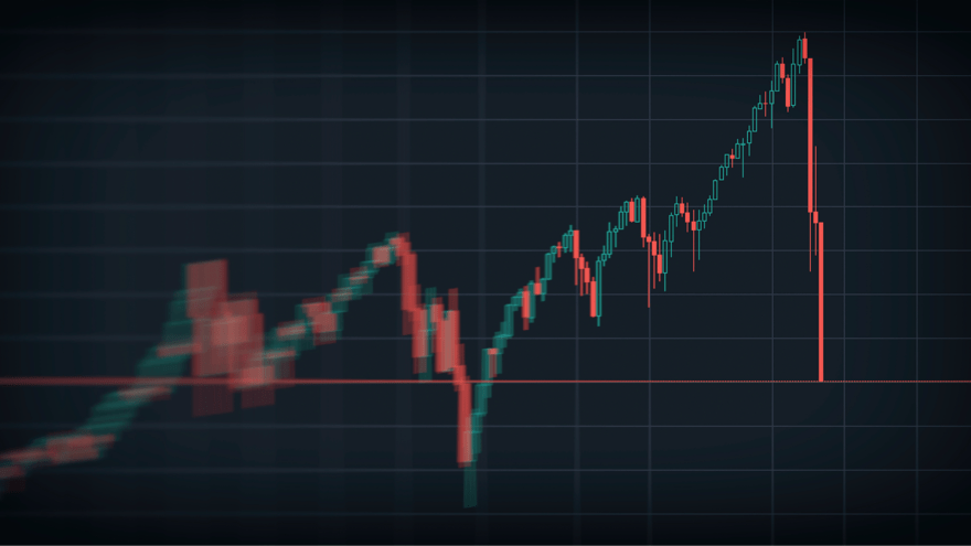 eine Börsentafel zeigt den Fall des Index