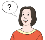 Zeichnung einer Frau mit Sprechblase. In der Sprechblase ist ein Fragezeichen.