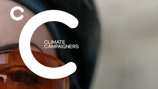 Der Buchstabe C mit Schriftzug "Climate Campaigners" als Logo der gleichnamigen App